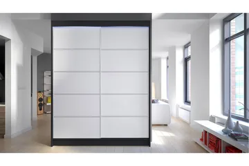 Garderobe + LED - Sort / hvid - Opbevaring - Tøjopbevaring - Garderobeskabe - Garderobeskab & klædeskab