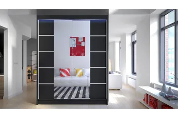 Garderobe + LED - Sort - Opbevaring - Tøjopbevaring - Garderobeskabe