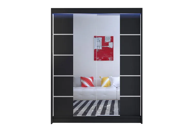 Garderobe + LED, Sort