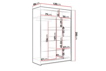 Garderobe Lino - Hvid/Eg - Opbevaring - Tøjopbevaring - Garderobeskabe - Garderobeskab & klædeskab