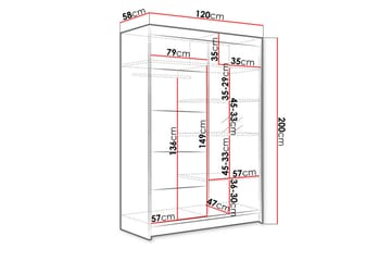 Garderobe Lino - Hvid/Eg - Opbevaring - Tøjopbevaring - Garderobeskabe