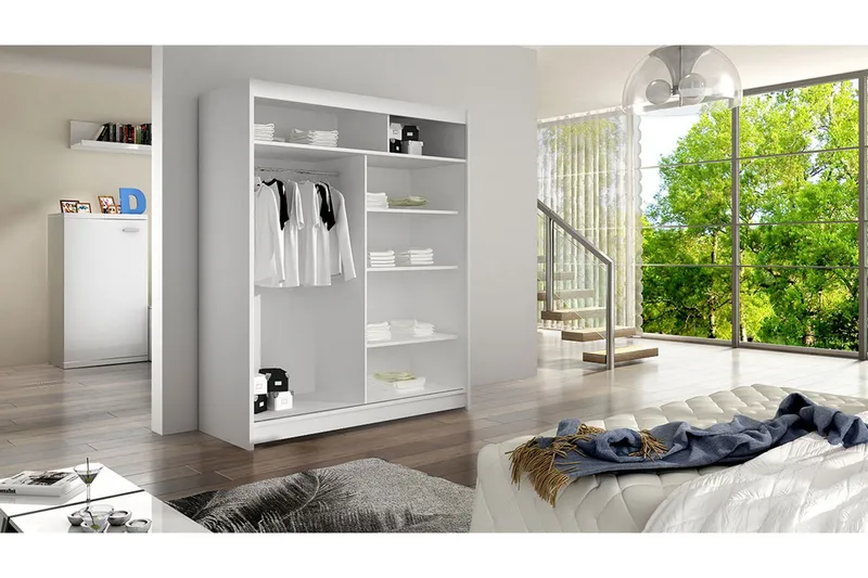 Garderobe Lino - Hvid/Eg - Opbevaring - Tøjopbevaring - Garderobeskabe