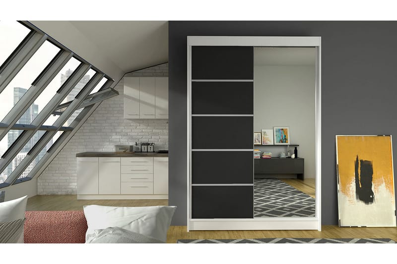 Garderobe Lino - Hvid/Sort - Opbevaring - Tøjopbevaring - Garderobeskabe