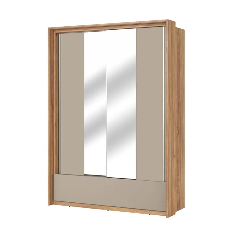 Garderobe med spejl Impressio 2 skydedøre med 2 skuffer, 159 cm