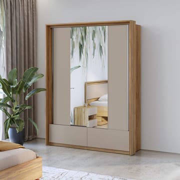 Garderobe med spejl Impressio 2 skydedøre med 2 skuffer - 159 cm - Opbevaring - Tøjopbevaring - Garderobeskabe