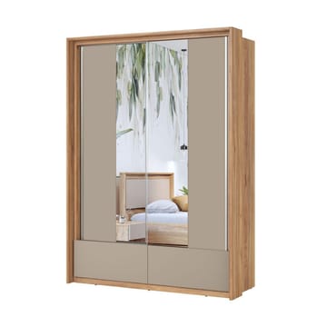 Garderobe med spejl Impressio 2 skydedøre med 2 skuffer - 159 cm - Opbevaring - Tøjopbevaring - Garderobeskabe