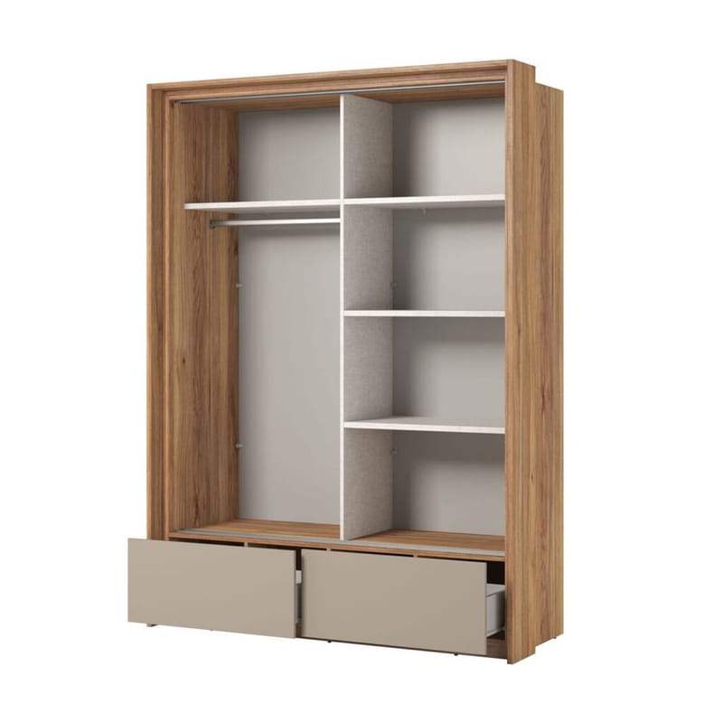 Garderobe med spejl Impressio 2 skydedøre med 2 skuffer - 159 cm - Opbevaring - Tøjopbevaring - Garderobeskabe