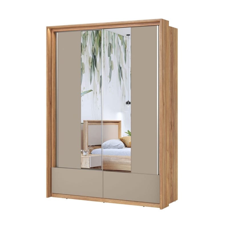 Garderobe med spejl Impressio 2 skydedøre med 2 skuffer - 159 cm - Opbevaring - Tøjopbevaring - Garderobeskabe