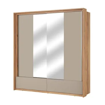 Garderobe med spejl Impressio 2 skydedøre med 2 skuffer - 209 cm - Opbevaring - Tøjopbevaring - Garderobeskabe