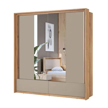 Garderobe med spejl Impressio 2 skydedøre med 2 skuffer - 209 cm - Opbevaring - Tøjopbevaring - Garderobeskabe