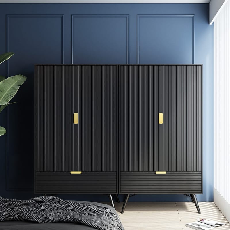 Garderobe Morvi 100x56x175 cm - Sort - Opbevaring - Tøjopbevaring - Garderobeskabe - Garderobeskab & klædeskab