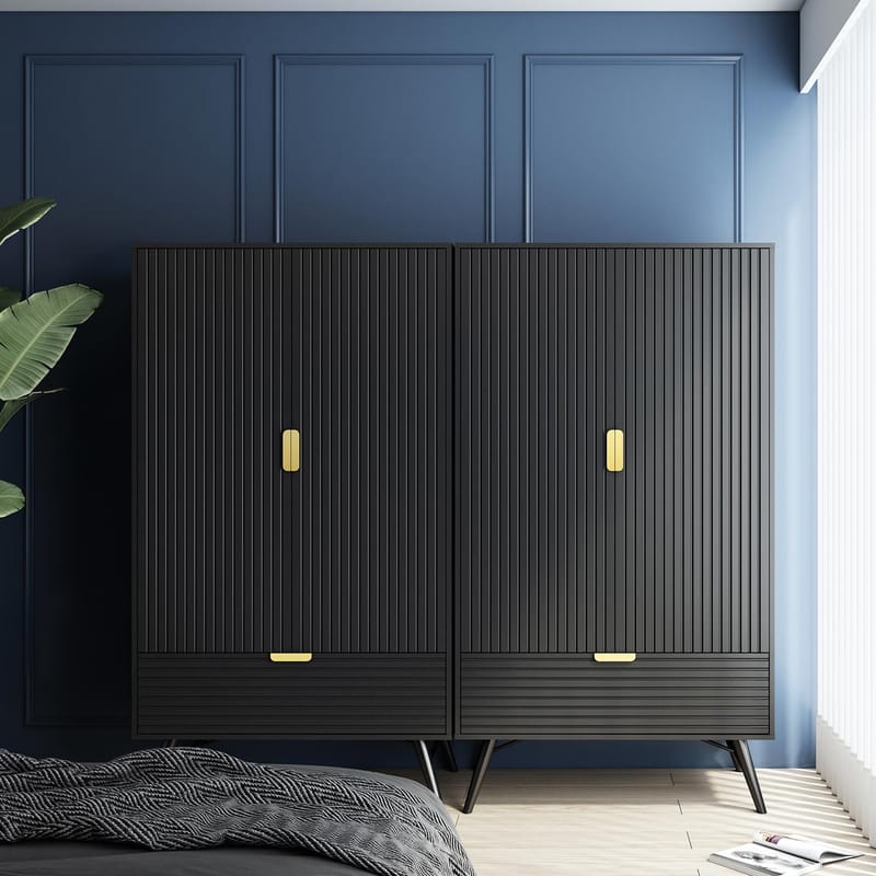 Garderobe Morvi 100x56x175 cm - Sort - Opbevaring - Tøjopbevaring - Garderobeskabe - Garderobeskab & klædeskab