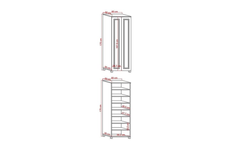 Garderobe Rankole Sudamal Eg / Sort - Sort/Mørkfarvet træ - Opbevaring - Tøjopbevaring - Garderobeskabe