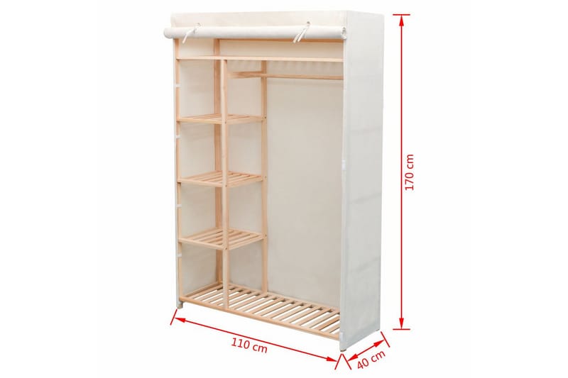 Garderobe Stof Og Fyrretræ 110 X 40 X 170 Cm - Flerfarvet - Opbevaring - Tøjopbevaring - Garderobeskabe