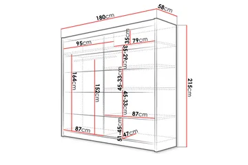Garderobe Talin - Hvid/Eg - Opbevaring - Tøjopbevaring - Garderobeskabe - Garderobeskab & klædeskab