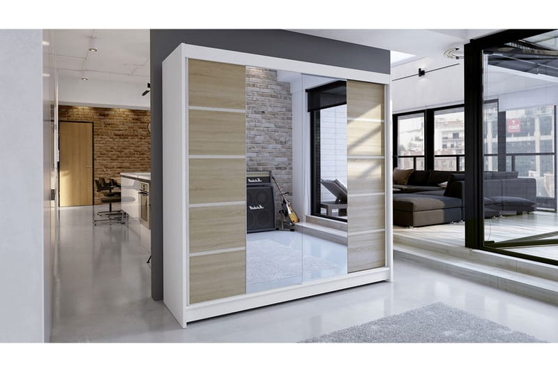 Garderobe Talin - Hvid/Eg - Opbevaring - Tøjopbevaring - Garderobeskabe