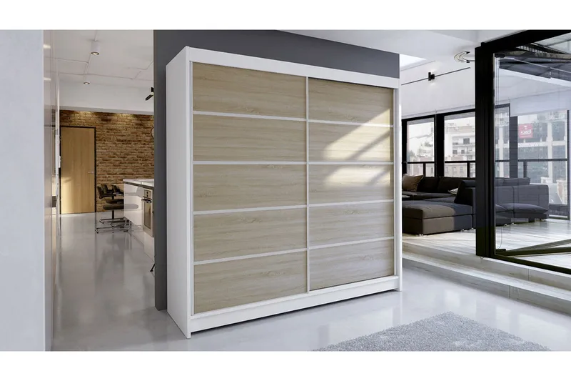 Garderobe Talin - Hvid/Eg - Opbevaring - Tøjopbevaring - Garderobeskabe - Garderobeskab & klædeskab