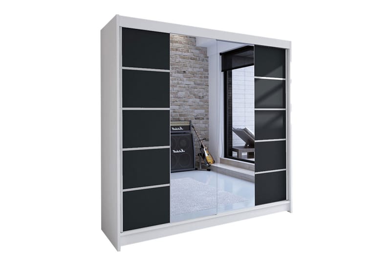 Garderobe Talin - Hvid/Sort - Opbevaring - Tøjopbevaring - Garderobeskabe