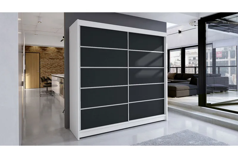 Garderobe Talin - Hvid/Sort - Opbevaring - Tøjopbevaring - Garderobeskabe - Garderobeskab & klædeskab