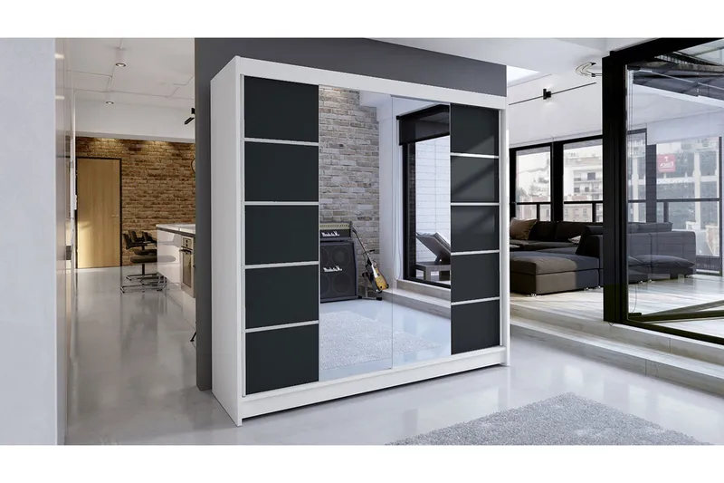 Garderobe Talin - Hvid/Sort - Opbevaring - Tøjopbevaring - Garderobeskabe