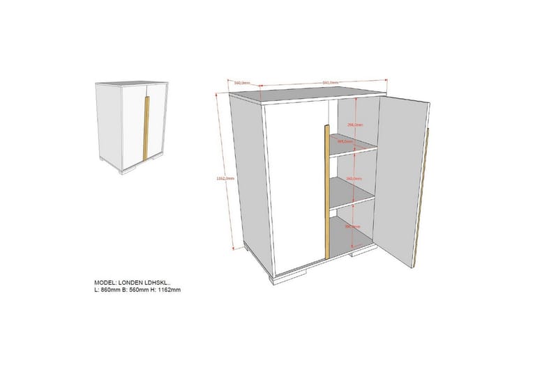 Garderobe til hems-seng London Hvid - Hvid - Opbevaring - Tøjopbevaring - Garderobeskabe