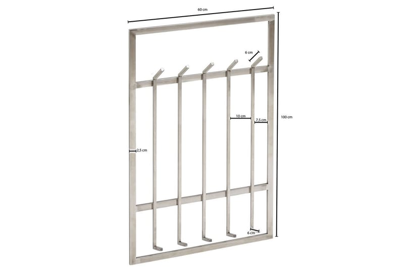Garderobe Wohnling Vægmonteret knagerække 10 metal kroge poleret mat - Opbevaring - Tøjopbevaring - Garderobeskabe - Garderobeskab & klædeskab