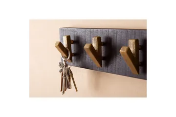 Garderobe Wohnling Vægmonteret knagerække 6 gyldne metal kroge elegant i sort guld - Opbevaring - Tøjopbevaring - Knagerækker