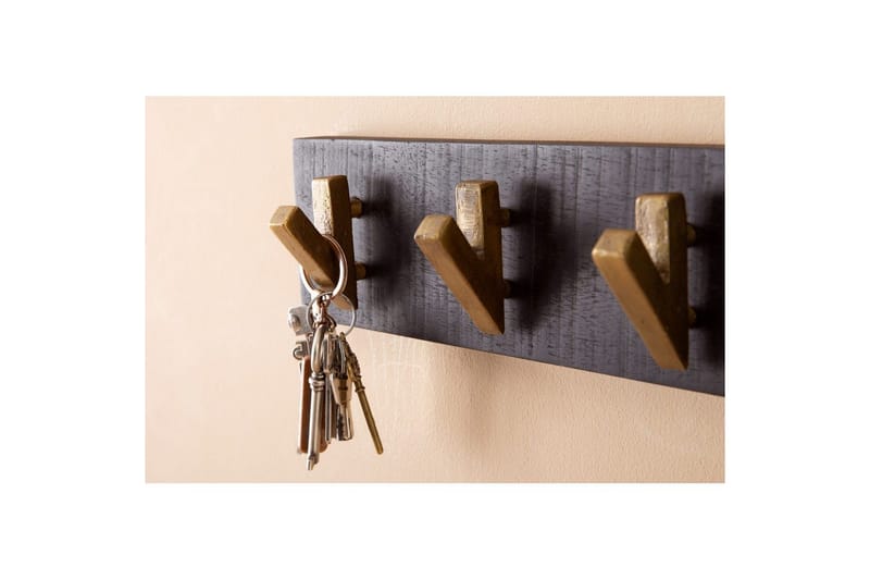 Garderobe Wohnling Vægmonteret knagerække 6 gyldne metal kroge elegant i sort guld - Opbevaring - Tøjopbevaring - Knagerækker