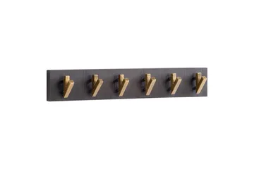 Garderobe Wohnling Vægmonteret knagerække 6 gyldne metal kroge elegant i sort guld - Opbevaring - Tøjopbevaring - Knagerækker