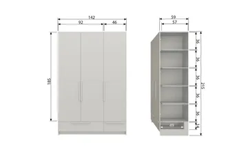 Garderobe Pure 3 døre - 3 døre - Opbevaring - Tøjopbevaring - Garderobeskabe - Garderobeskab & klædeskab