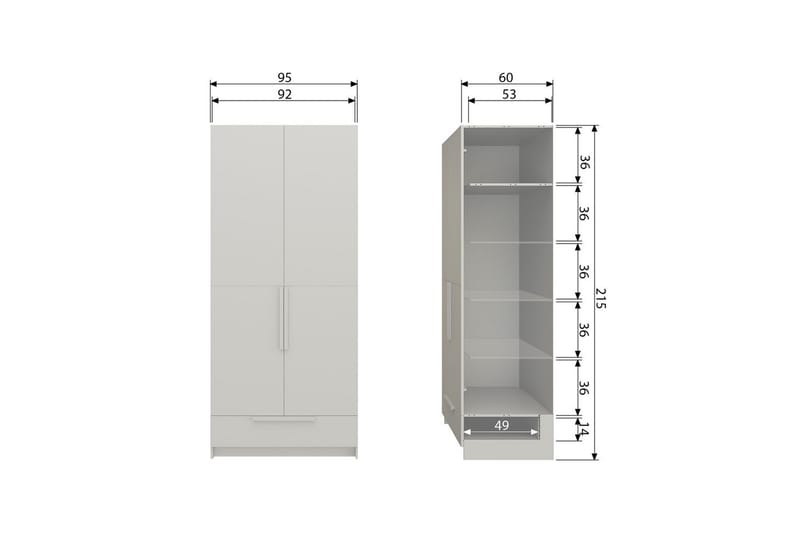 Garderobe Pure 2 Døre - 2 Døre - Opbevaring - Tøjopbevaring - Garderobeskabe - Garderobeskab & klædeskab
