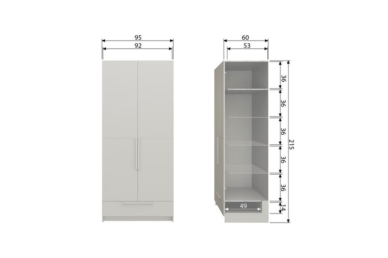 Garderobe Pure 2 Døre - 2 Døre - Opbevaring - Tøjopbevaring - Garderobeskabe - Garderobeskab & klædeskab
