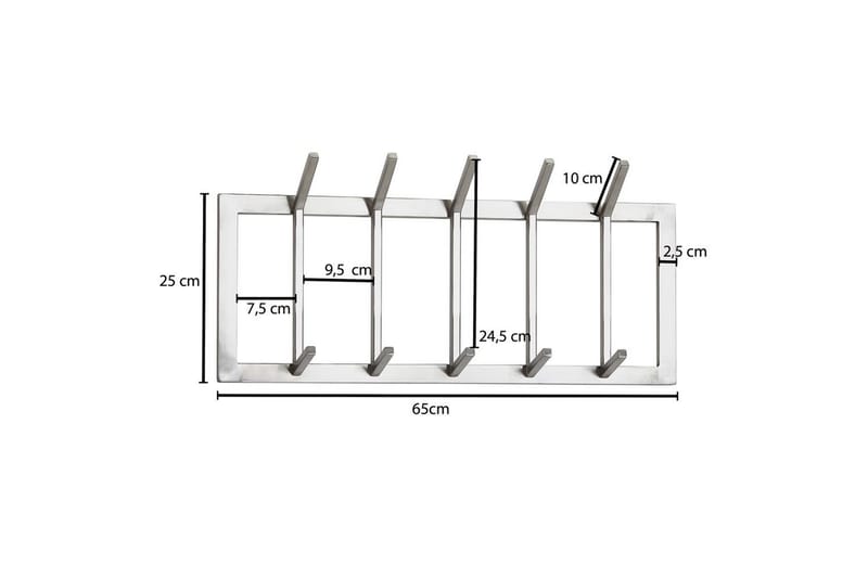 Garderobe Wohnling Vægmonteret knagerække 5 metal kroge poleret mat - Opbevaring - Tøjopbevaring - Garderobeskabe - Garderobebeslag - Garderobehåndtag