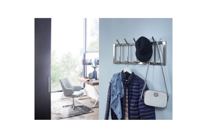 Garderobe Wohnling Vægmonteret knagerække 5 metal kroge poleret mat - Opbevaring - Tøjopbevaring - Knagerækker