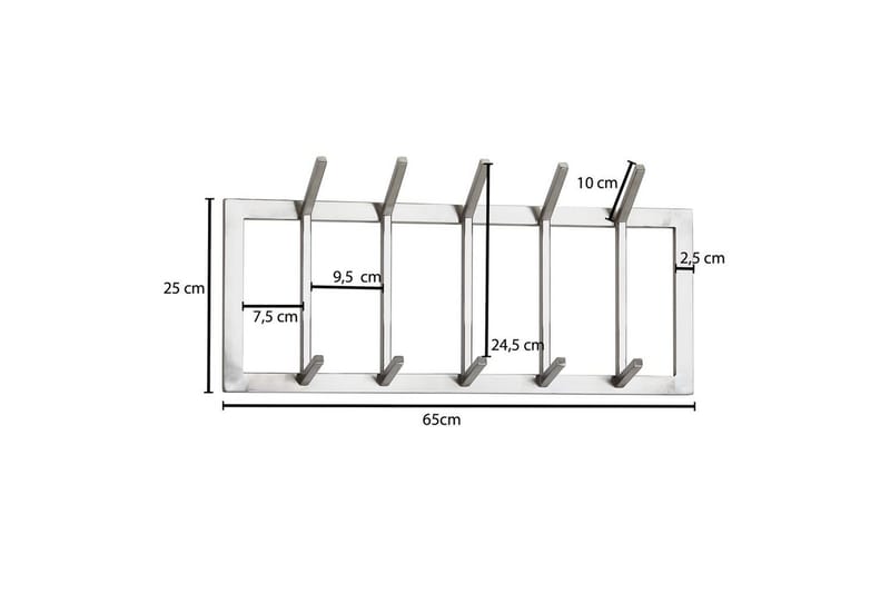 Garderobe Wohnling Vægmonteret knagerække 5 metal kroge poleret mat - Opbevaring - Tøjopbevaring - Knagerækker