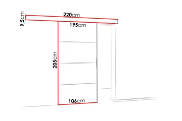 Malibu dør 204x106x205 cm - Opbevaring - Tøjopbevaring - Garderobeskabe - Garderobedør - Skydedør garderobe
