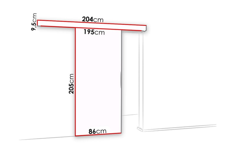 Malibu dør 204x86x5 cm - Skydedør garderobe