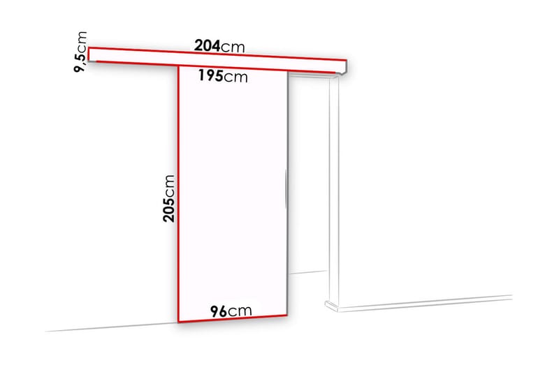 Malibu dør 204x96x205 cm - Skydedør garderobe