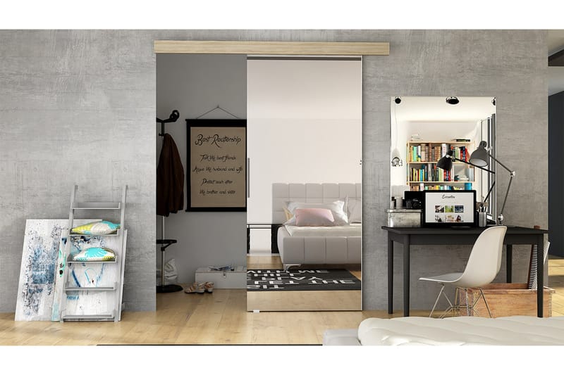 Nemanja Skydedør 86x205 cm - Eg - Opbevaring - Tøjopbevaring - Garderobeskabe - Garderobedør - Skydedør garderobe