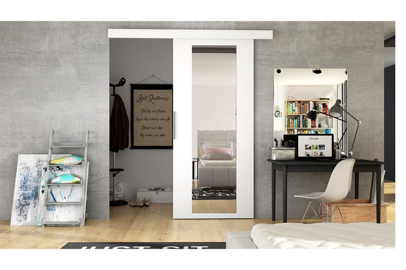 Nemanja Skydedør 86x205 cm - Hvid - Opbevaring - Tøjopbevaring - Garderobeskabe - Garderobedør - Skydedør garderobe