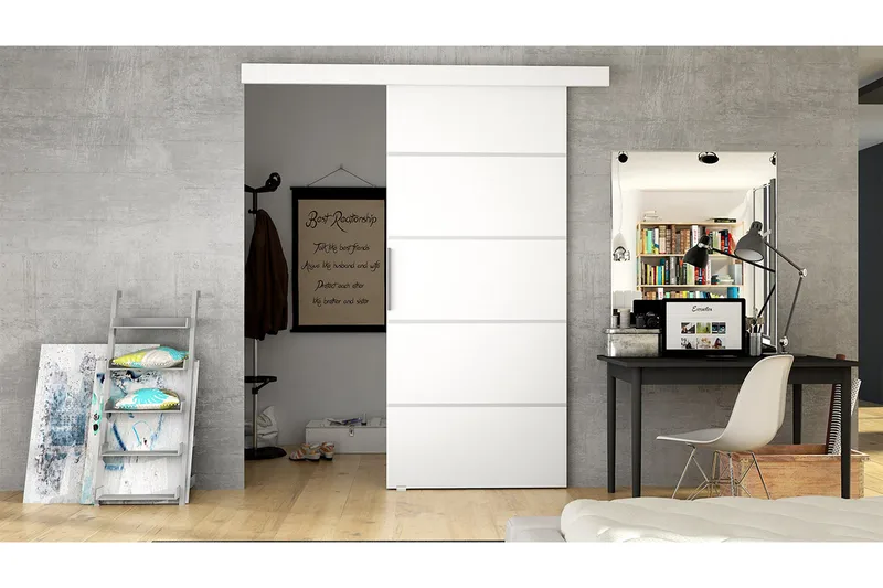 Nemanja Skydedør 86x205 cm - Hvid - Opbevaring - Tøjopbevaring - Garderobeskabe - Garderobedør - Skydedør garderobe