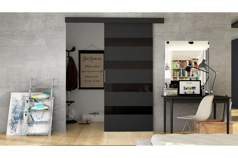 Skydedør ELVERUM - Sort - Opbevaring - Tøjopbevaring - Garderobeskabe - Garderobedør - Skydedør garderobe