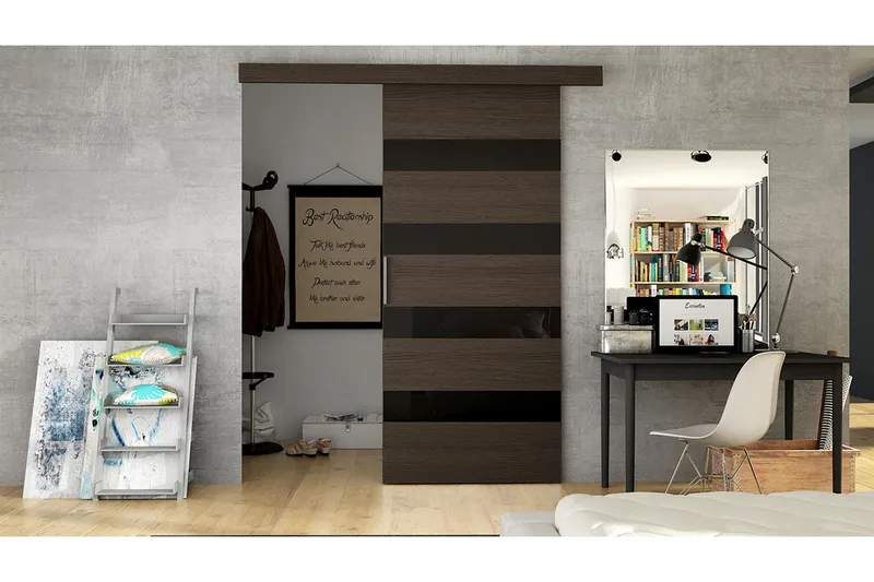 Skydedør MARS, Brun / Sort