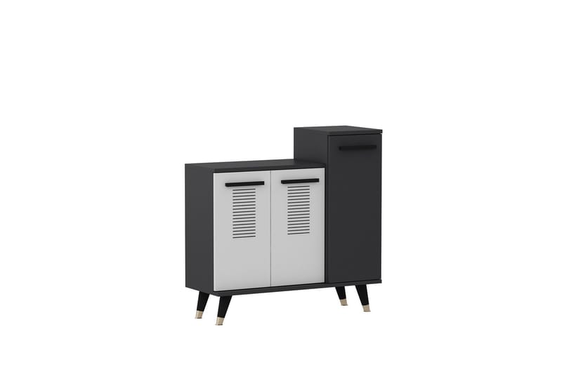 Asimo Skoreol Garderobe 90x90,6 cm Antracit/Hvid - Hanah Home - Opbevaring - Tøjopbevaring - Garderobeskabe - Garderobeindretning - Skohylde garderobe