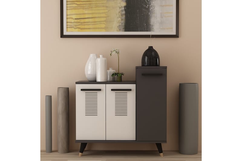 Asimo Skoreol Garderobe 90x90,6 cm Antracit/Hvid - Hanah Home - Opbevaring - Tøjopbevaring - Garderobeskabe - Garderobeindretning - Skohylde garderobe