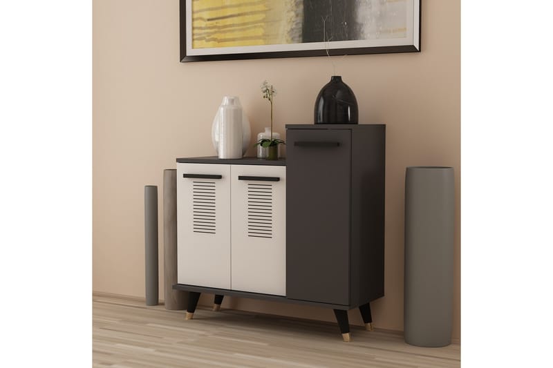 Asimo Skoreol Garderobe 90x90,6 cm Antracit/Hvid - Hanah Home - Opbevaring - Tøjopbevaring - Garderobeskabe - Garderobeindretning - Skohylde garderobe