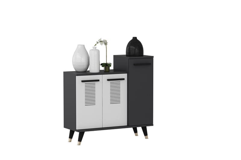 Asimo Skoreol Garderobe 90x90,6 cm Antracit/Hvid - Hanah Home - Opbevaring - Tøjopbevaring - Garderobeskabe - Garderobeindretning - Skohylde garderobe