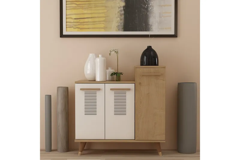 Asimo Skoreol Garderobe 90x90,6 cm Brun/Hvid - Hanah Home - Opbevaring - Tøjopbevaring - Garderobeskabe - Garderobeindretning - Skohylde garderobe