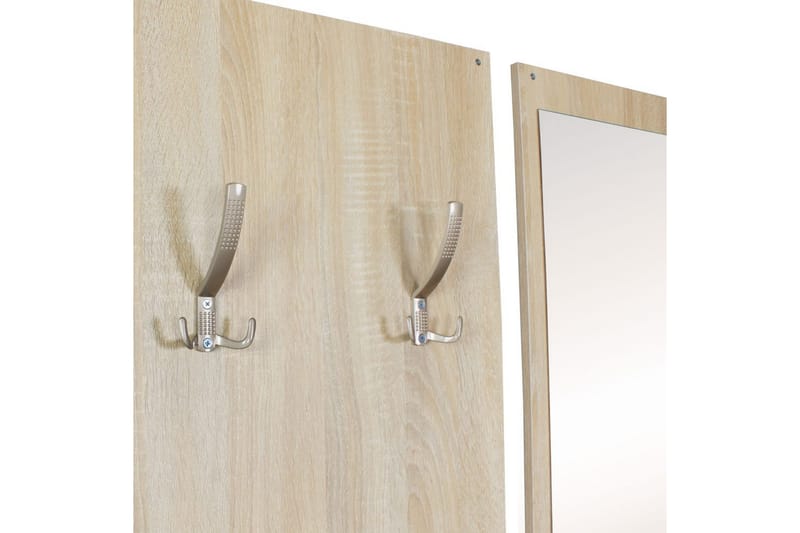 Garderobe Wohnling Vægmonteret knagerække med spejl, skohylde, spånplade, moderne Sonoma - Sonoma - Opbevaring - Tøjopbevaring - Garderobeskabe - Garderobeindretning - Skohylde garderobe