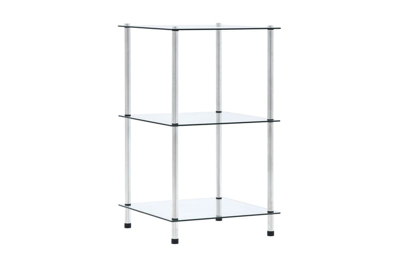 glasreol 3 niveauer 40 x 40 x 67 cm hærdet glas transparent - gennemsigtig - Hylder til garderobe - Hylder & hyldeknægte